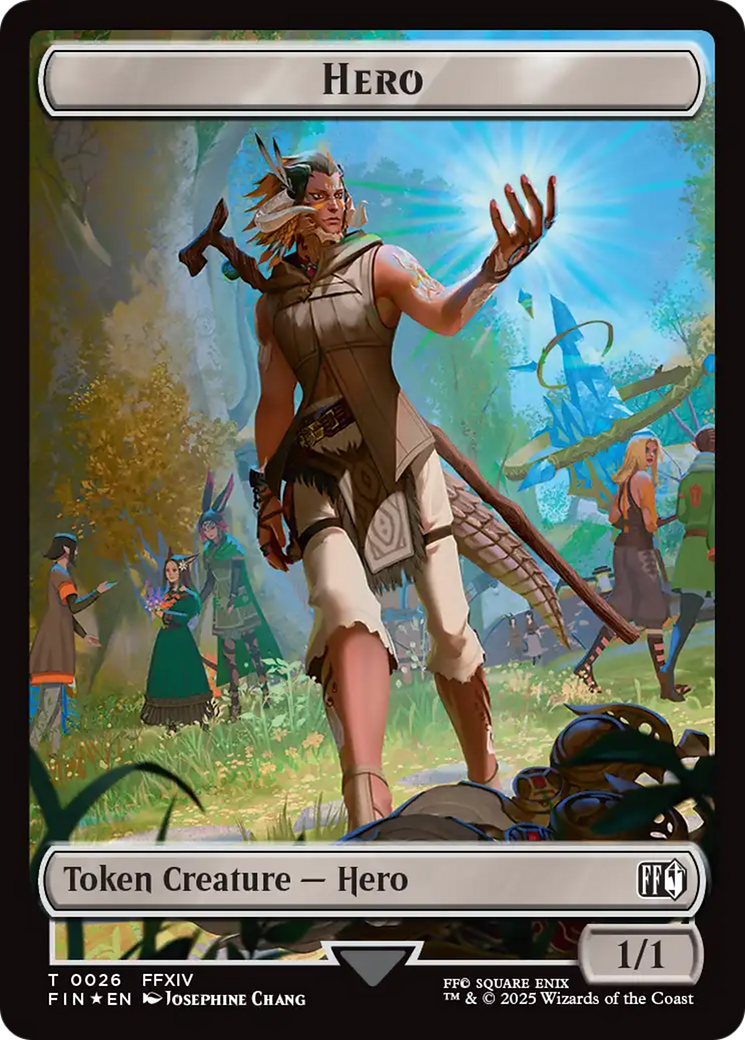 Spirit // Hero (0026) Double-Sided Token (Surge Foil) [FINAL FANTASY Commander Tokens]