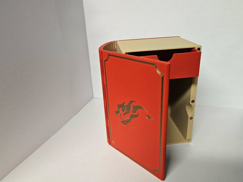 Deck Box - 3D Printed Deck Book - 100+ Red (w/ Tray)