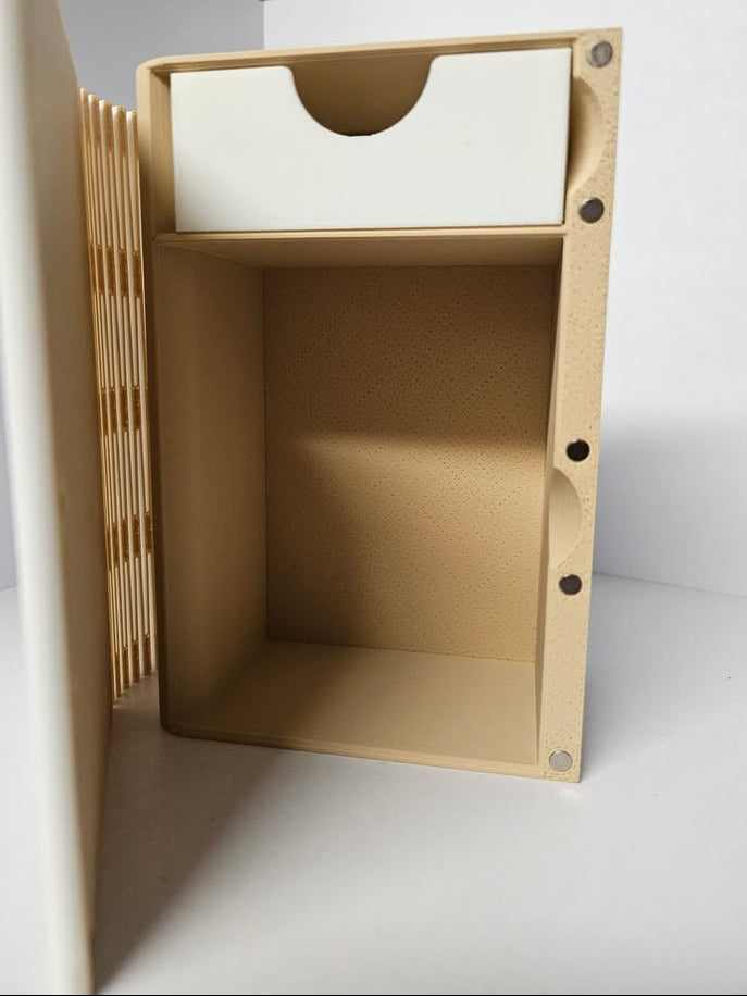 Deck Box - 3D Printed Deck Book - 75+ White (w/ Tray)