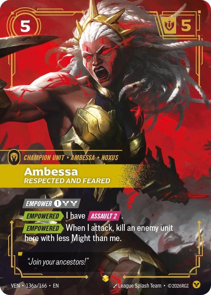 Ambessa - Respected and Feared (Alternate Art) (136a/166) [Vendetta]