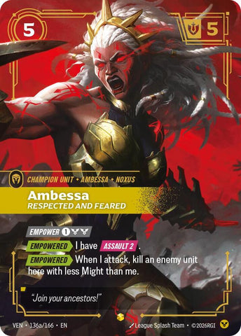 Ambessa - Respected and Feared (Alternate Art) (136a/166) [Vendetta]