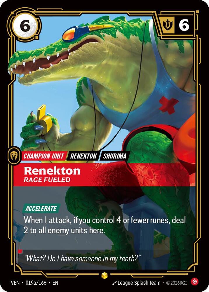 Renekton - Rage Fueled (Alternate Art) (019a/166) [Vendetta]