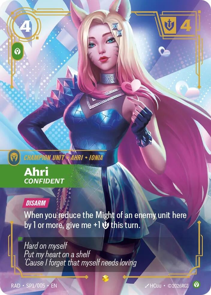 Ahri, Confident (K/DA Special Art Card) (SP1/005) (RAD)