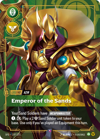 Azir - Emperor of the Sands (Metal) (197/221) [Riftbound Organized Play Promotional Cards]