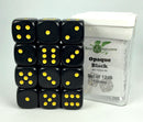 Dice - 12d6 Dice Set - Opaque Black/Yellow