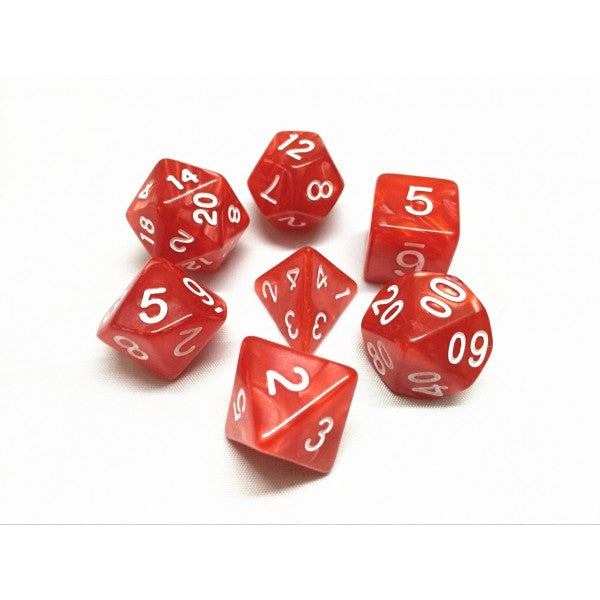 Polyhedral Dice 7 pièces Pearl