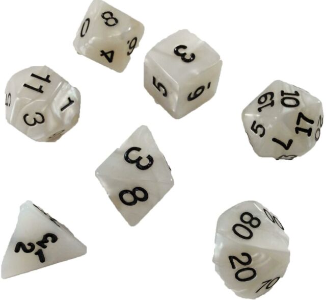 Polyhedral Dice 7 pièces Pearl